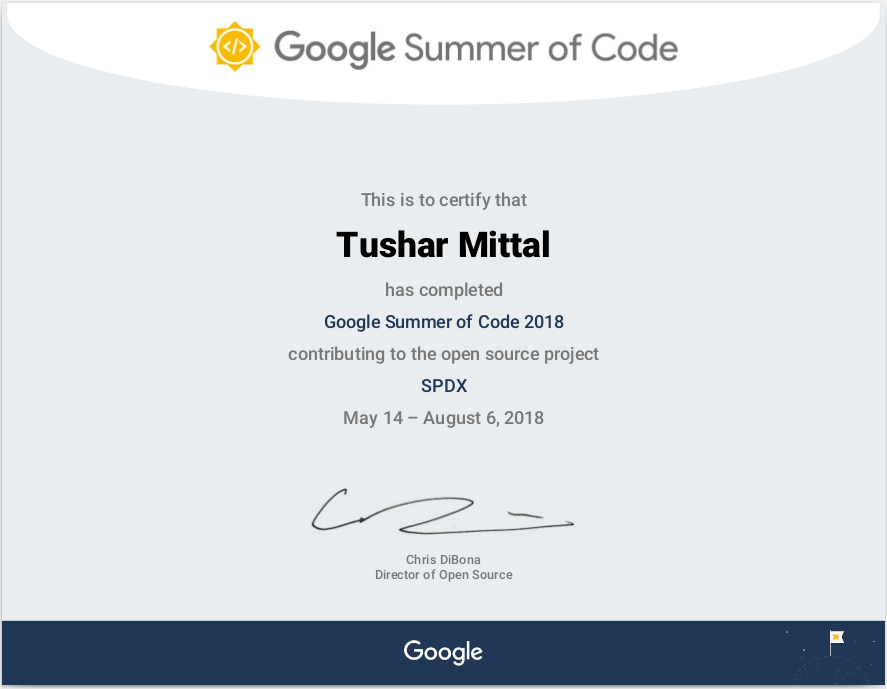 tushar mittal google summer of code certificate