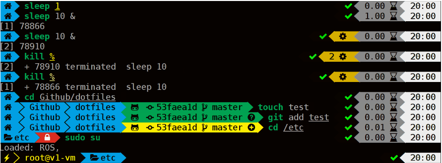 linux terminal bash to zsh with powerlevel9k